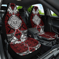 Red Aotearoa Taniko Motif Car Seat Cover Vintage Maori New Zealand Tribal Art Pattern