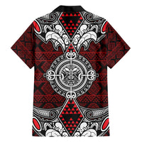 Red Aotearoa Tanilo Motif Hawaiian Shirt Vintage Maori New Zealand Tribal Art Pattern