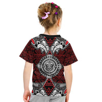 Red Aotearoa Tanilo Motif Kid T Shirt Vintage Maori New Zealand Tribal Art Pattern