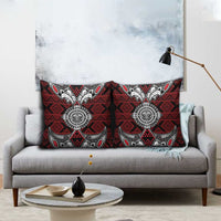 Red Aotearoa Taniko Motif Pillow Cover Vintage Maori New Zealand Tribal Art Pattern - Polynesian Pride
