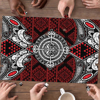 Red Aotearoa Taniko Motif Puzzle Vintage Maori New Zealand Tribal Art Pattern - Polynesian Pride