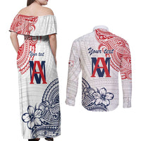 Kingdom of Uvea 1842-1860 Personalized Couples Matching Off Shoulder Maxi Dress and Long Sleeve Button Shirt Wallis and Futuna Polynesian Tribal Pattern