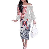 Kingdom of Uvea 1842-1860 Personalized Off The Shoulder Long Sleeve Dress Wallis and Futuna Polynesian Tribal Pattern