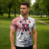 Kingdom of Uvea 1842-1860 Personalized Zipper Polo Shirt Wallis and Futuna Polynesian Tribal Pattern - Polynesian Pride