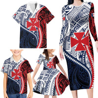 Kingdom of Uvea 1860-1886 Personalized Family Matching Long Sleeve Bodycon Dress and Hawaiian Shirt Wallis and Futuna Polynesian Tribal Pattern