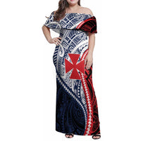Kingdom of Uvea 1860-1886 Personalized Family Matching Off Shoulder Maxi Dress and Hawaiian Shirt Wallis and Futuna Polynesian Tribal Pattern