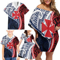 Kingdom of Uvea 1860-1886 Personalized Family Matching Off Shoulder Short Dress and Hawaiian Shirt Wallis and Futuna Polynesian Tribal Pattern