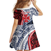 Kingdom of Uvea 1860-1886 Personalized Kid Short Sleeve Dress Wallis and Futuna Polynesian Tribal Pattern