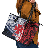 Kingdom of Uvea 1860-1886 Personalized Leather Tote Bag Wallis and Futuna Polynesian Tribal Pattern