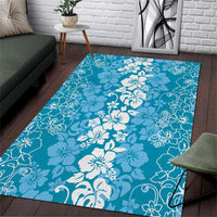 Hawaiian Lei Day Area Rug Blue Hibiscus Flowers Lei Art
