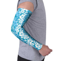 Hawaiian Lei Day Arm Sleeves Blue Hibiscus Flowers Lei Art - Polynesian Pride