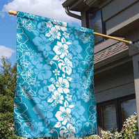 Hawaiian Lei Day Garden Flag Blue Hibiscus Flowers Lei Art