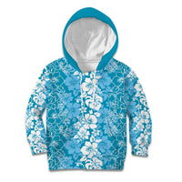 Hawaiian Lei Day Kid Hoodie Blue Hibiscus Flowers Lei Art