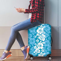 Hawaiian Lei Day Luggage Cover Blue Hibiscus Flowers Lei Art