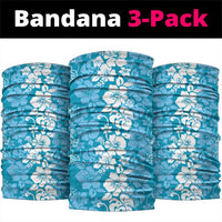 Hawaiian Lei Day Neck Gaiter Blue Hibiscus Flowers Lei Art - Polynesian Pride