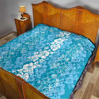 Hawaiian Lei Day Quilt Blue Hibiscus Flowers Lei Art