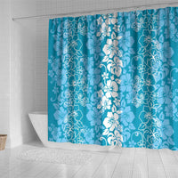 Hawaiian Lei Day Shower Curtain Blue Hibiscus Flowers Lei Art