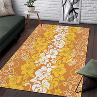 Hawaiian Lei Day Area Rug Gold Hibiscus Flowers Lei Art
