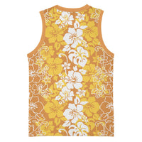 Hawaiian Lei Day Basketball Jersey Gold Hibiscus Flowers Lei Art - Polynesian Pride