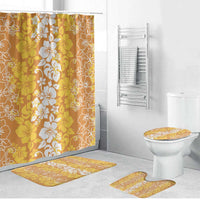 Hawaiian Lei Day Bathroom Set Gold Hibiscus Flowers Lei Art LT9 Bathroom Set (4 pcs) Gold - Polynesian Pride