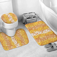 Hawaiian Lei Day Bathroom Set Gold Hibiscus Flowers Lei Art LT9 Mat Set Only (3 pcs) One Size Gold - Polynesian Pride