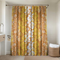 Hawaiian Lei Day Bathroom Set Gold Hibiscus Flowers Lei Art LT9 Shower Curtain Only Gold - Polynesian Pride