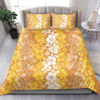 Hawaiian Lei Day Bedding Set Gold Hibiscus Flowers Lei Art