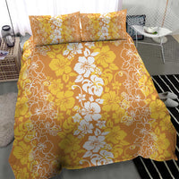 Hawaiian Lei Day Bedding Set Gold Hibiscus Flowers Lei Art