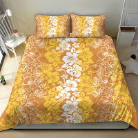 Hawaiian Lei Day Bedding Set Gold Hibiscus Flowers Lei Art