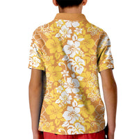 Hawaiian Lei Day Kid Polo Shirt Gold Hibiscus Flowers Lei Art