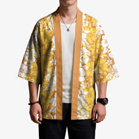 Hawaiian Lei Day Kimono Gold Hibiscus Flowers Lei Art - Polynesian Pride