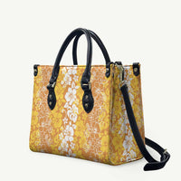 Hawaiian Lei Day Leather Bag Gold Hibiscus Flowers Lei Art LT9 Gold - Polynesian Pride