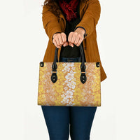 Hawaiian Lei Day Leather Bag Gold Hibiscus Flowers Lei Art LT9 - Polynesian Pride