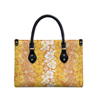 Hawaiian Lei Day Leather Bag Gold Hibiscus Flowers Lei Art LT9 - Polynesian Pride