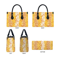 Hawaiian Lei Day Leather Bag Gold Hibiscus Flowers Lei Art LT9 - Polynesian Pride