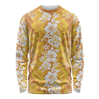 Hawaiian Lei Day Long Sleeve Shirt Gold Hibiscus Flowers Lei Art