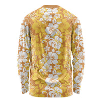 Hawaiian Lei Day Long Sleeve Shirt Gold Hibiscus Flowers Lei Art