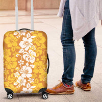 Hawaiian Lei Day Luggage Cover Gold Hibiscus Flowers Lei Art