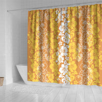 Hawaiian Lei Day Shower Curtain Gold Hibiscus Flowers Lei Art