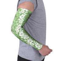 Hawaiian Lei Day Arm Sleeves Green Hibiscus Flowers Lei Art - Polynesian Pride