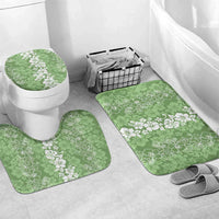 Hawaiian Lei Day Bathroom Set Green Hibiscus Flowers Lei Art LT9 Mat Set Only (3 pcs) One Size Green - Polynesian Pride
