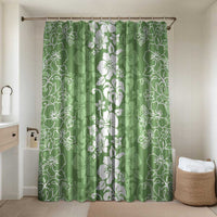 Hawaiian Lei Day Bathroom Set Green Hibiscus Flowers Lei Art LT9 Shower Curtain Only Green - Polynesian Pride