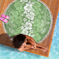 Hawaiian Lei Day Beach Blanket Green Hibiscus Flowers Lei Art