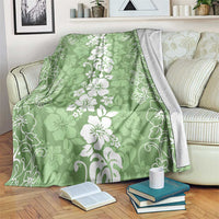 Hawaiian Lei Day Blanket Green Hibiscus Flowers Lei Art