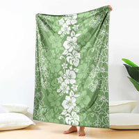 Hawaiian Lei Day Blanket Green Hibiscus Flowers Lei Art