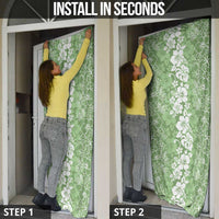 Hawaiian Lei Day Door Cover Green Hibiscus Flowers Lei Art - Polynesian Pride