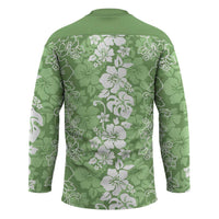 Hawaiian Lei Day Hockey Jersey Green Hibiscus Flowers Lei Art - Polynesian Pride