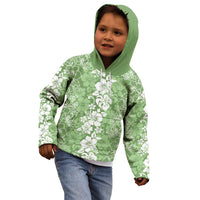 Hawaiian Lei Day Kid Hoodie Green Hibiscus Flowers Lei Art