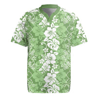 Hawaiian Lei Day Rugby Jersey Green Hibiscus Flowers Lei Art