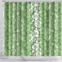 Hawaiian Lei Day Shower Curtain Green Hibiscus Flowers Lei Art